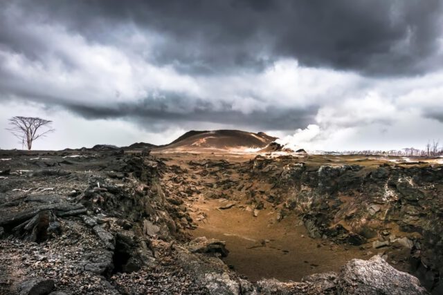 Hiking the volcano in Hawaii