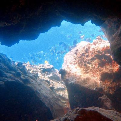 a view of a large rock